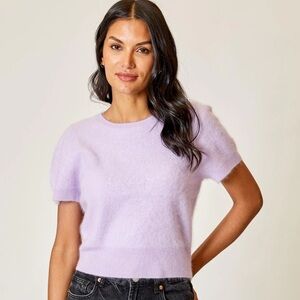 Pilcro Lilac Short Sleeve Fuzzy Sweater Size Small